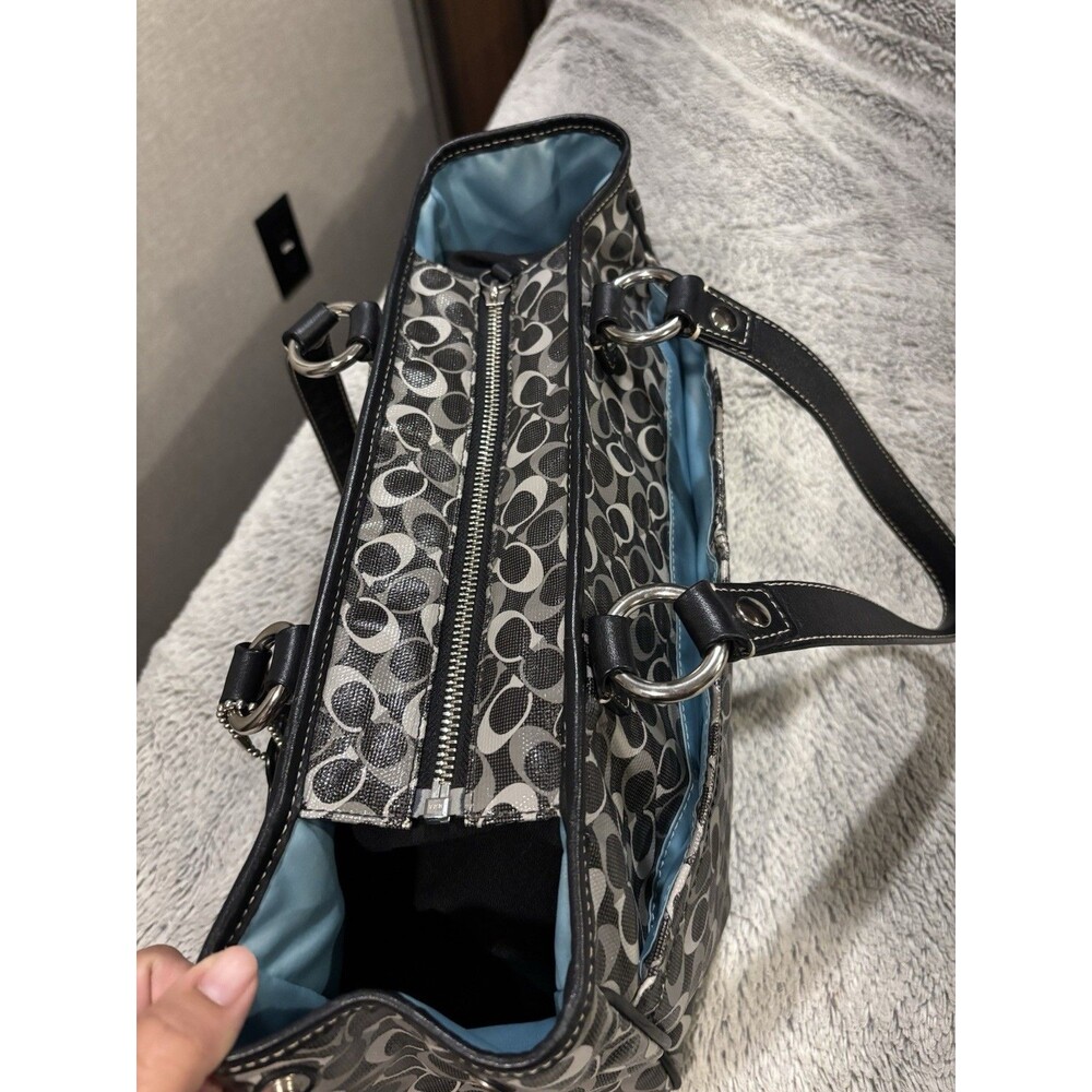 Coach Chelsea Gray & Black Opt Art XL Weekender/Diaper Bag Carryall Tote - Picture 9 of 16